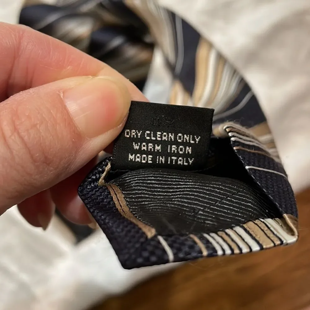 Ermenegildo Zegna tan &‎ brown striped silk tie